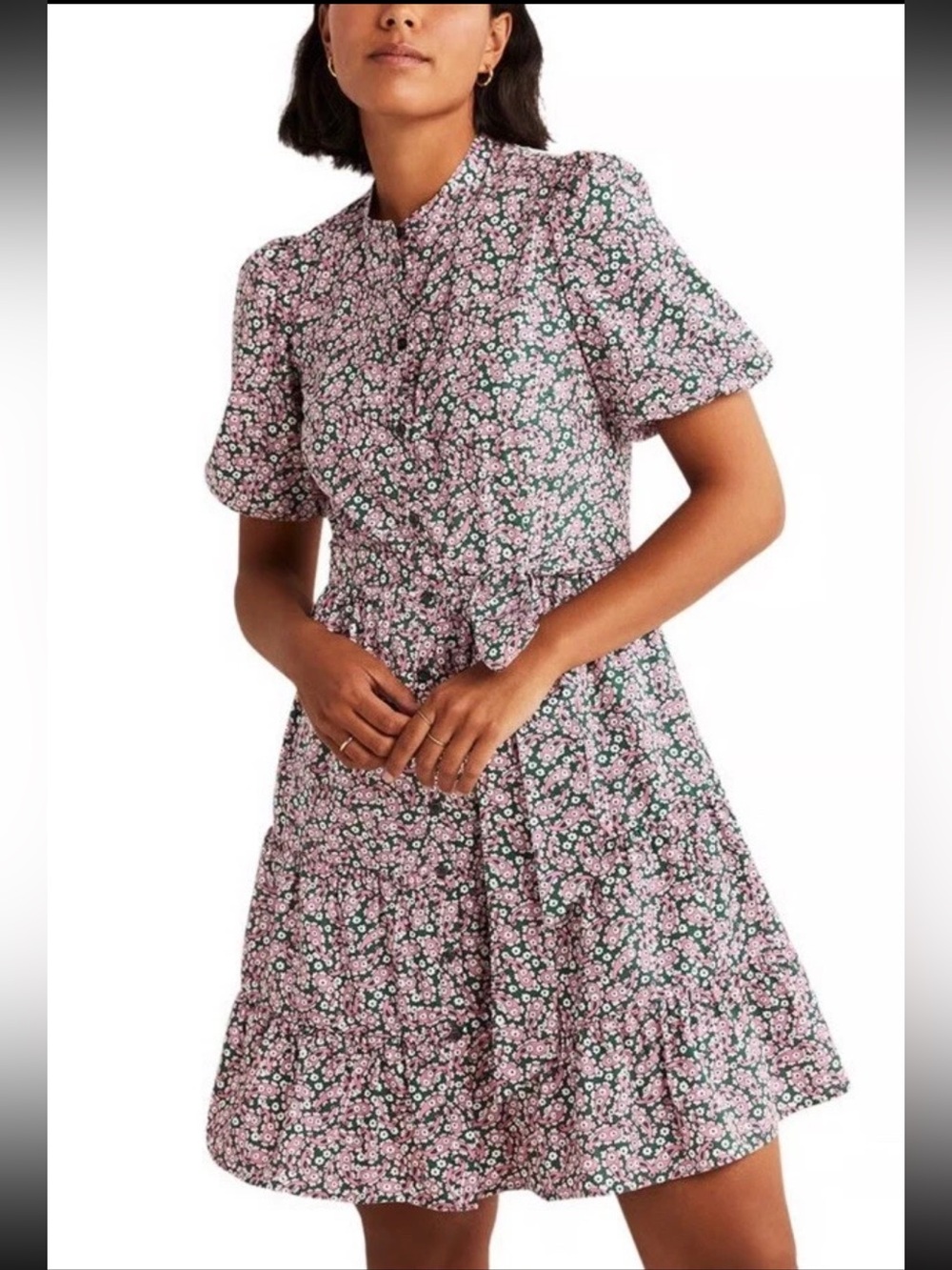 Boden Citronelle Petal Paisley Tiered Shirt Dress Multicolor Summer Dres Sz 10P